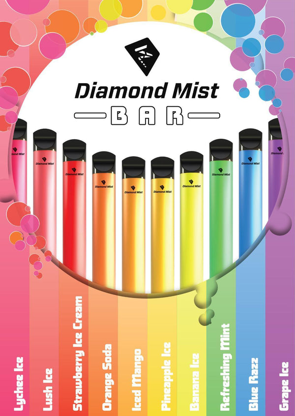 Diamond Mist Bar Disposable vape 20mg nicotine salt 10 flavours